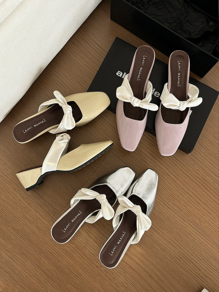 Karin Luna In Stock In Stock  Fluffy feel Bowknot Closed-Toe Slippers