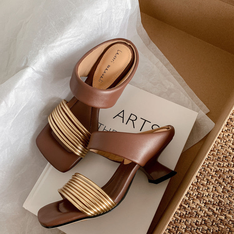 Karin Luna In Stock In Stock Minimalist Style Square-Toed Elegant Slippers