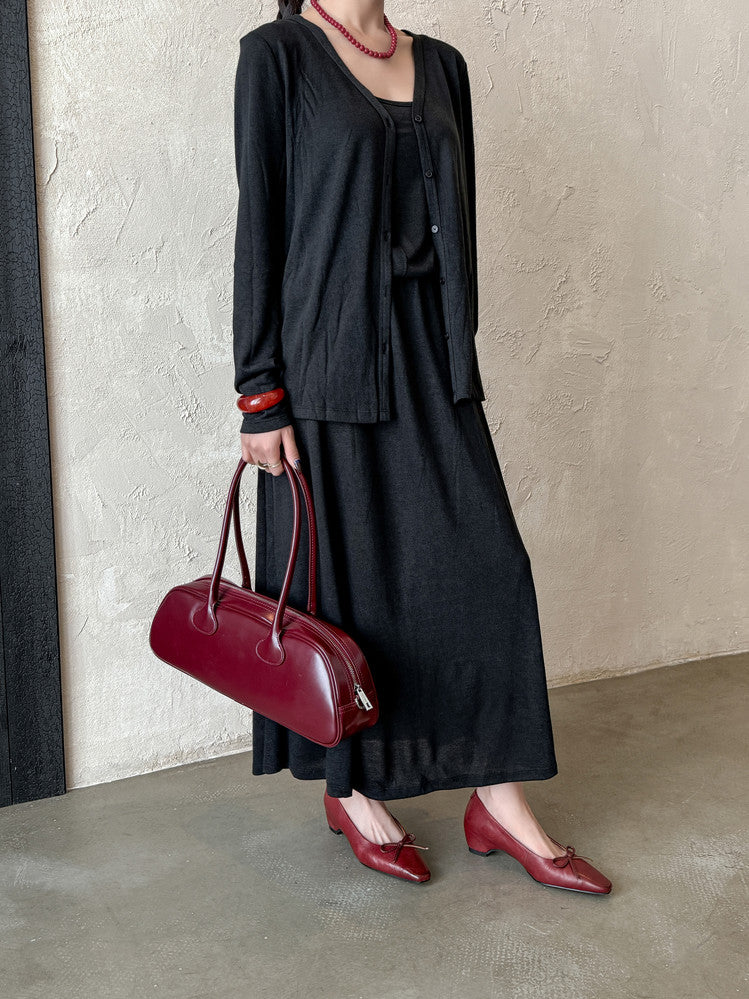 Karin Luna Full Layer Inside and Out~Basic Versatile Small Square Toe Butterfly Knot Irregular Heel Single Shoes