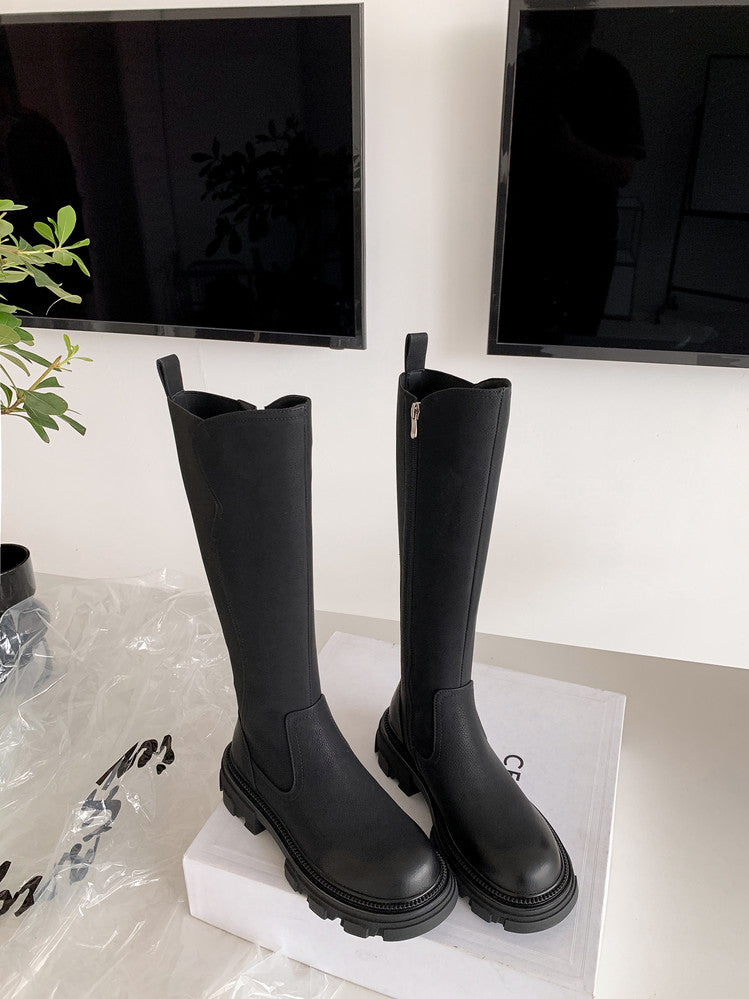 Karin Luna In Stock Versatile Irregular Stretch Fabric Long Boots