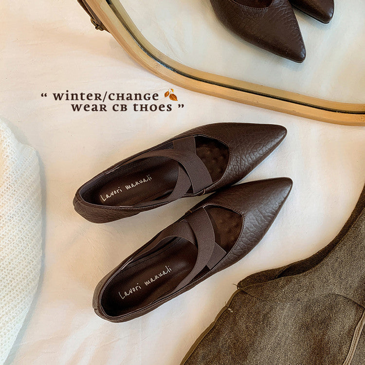 Karin Luna In Stock  Spot Goods  a Large Number of Spot Goods Pointed Toe Cross Strap Hidden Wedge Shoes