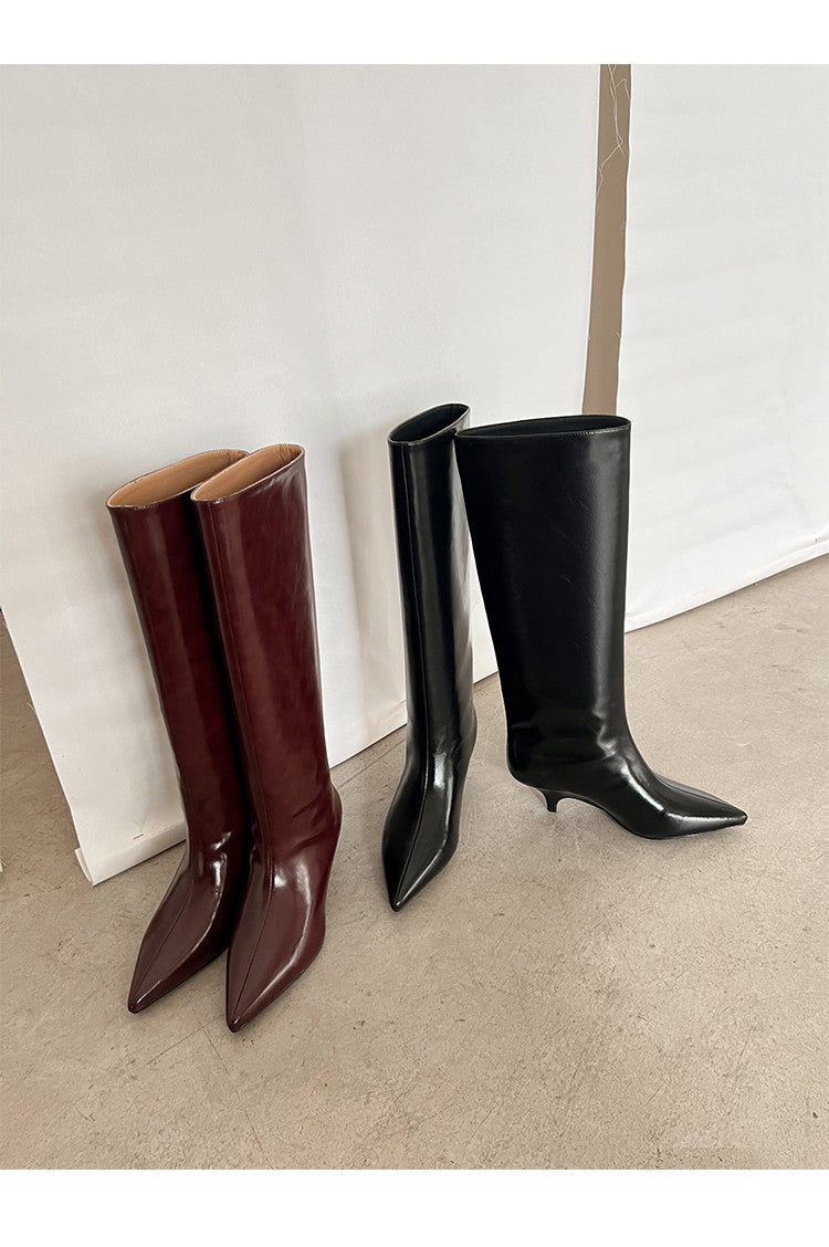 Karin Luna In Stock In Stock    Stunning Elegant Style Kitten Heel Straight Long Boots