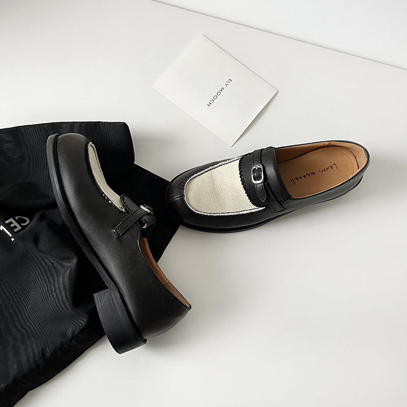 Karin Luna Casual Shoes Series~  In stock Classic color-blocking British style deep-mouth single shoes
