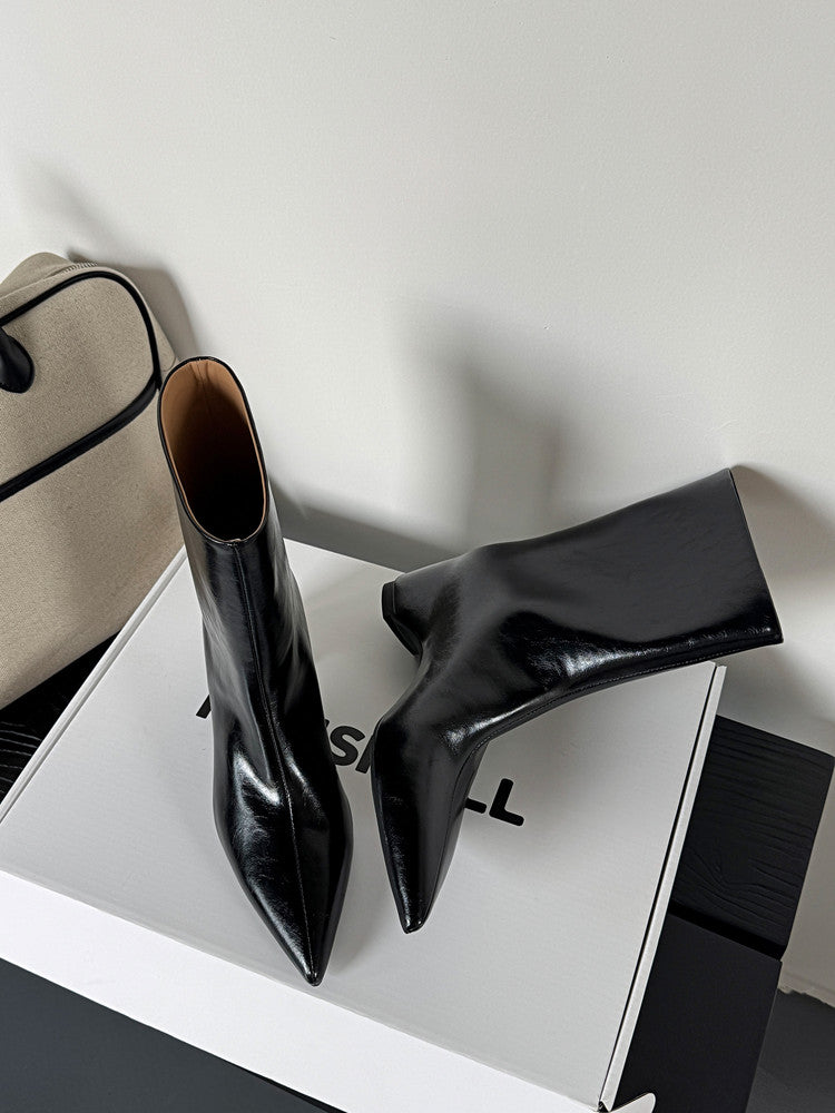 Karin Luna Elegant Pointed Toe Hidden Wedge Short Boots
