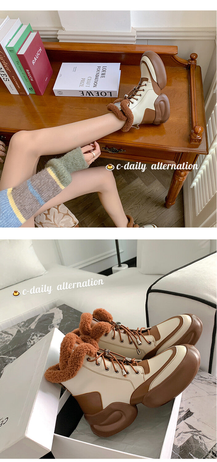 Karin Luna In Stock  Spot Goods  Hot-selling Sports Thick Sole Thickened Fur Snow Boots Full cowhide