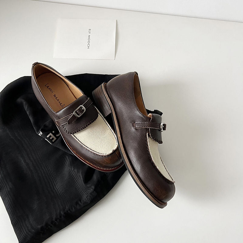 Karin Luna Casual Shoes Series~  In stock Classic color-blocking British style deep-mouth single shoes