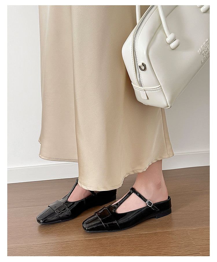 Karin Luna In Stock Spot Goods  t Square-Toed Full Leather Basic Slippers
