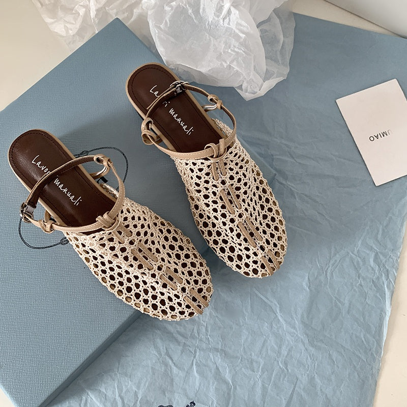 Karin Luna In Stock Spot Goods  Resort Style Series~Casual woven closed-toe flat sandals
