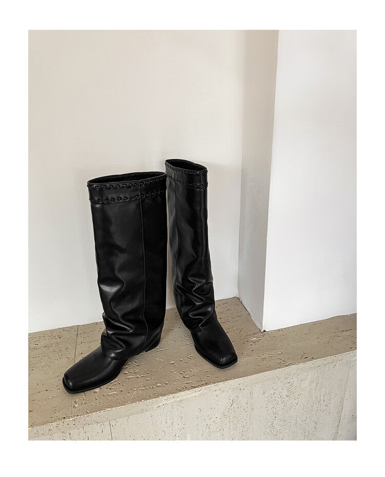 Karin Luna cool girl Stylish and Sweet Square-Toe Booties