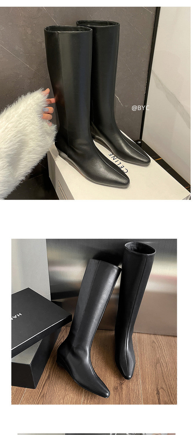 Karin Luna In Stock  In-stock Square Toe Straight Slip-on Long Boots