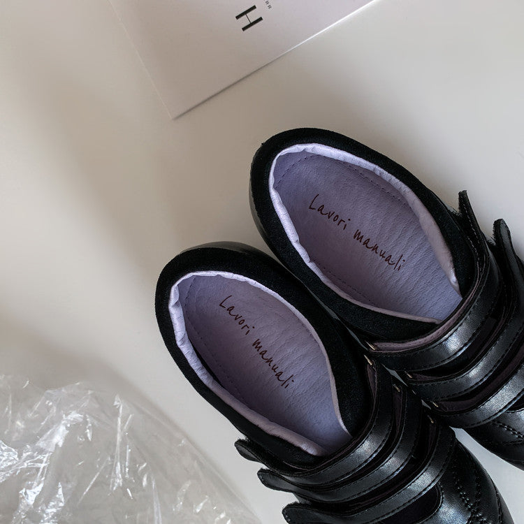 Karin Luna Casual Shoes Series~  In Stock In Stock Magic Tape Round Toe Internal Height Increase Single Strap Flats
