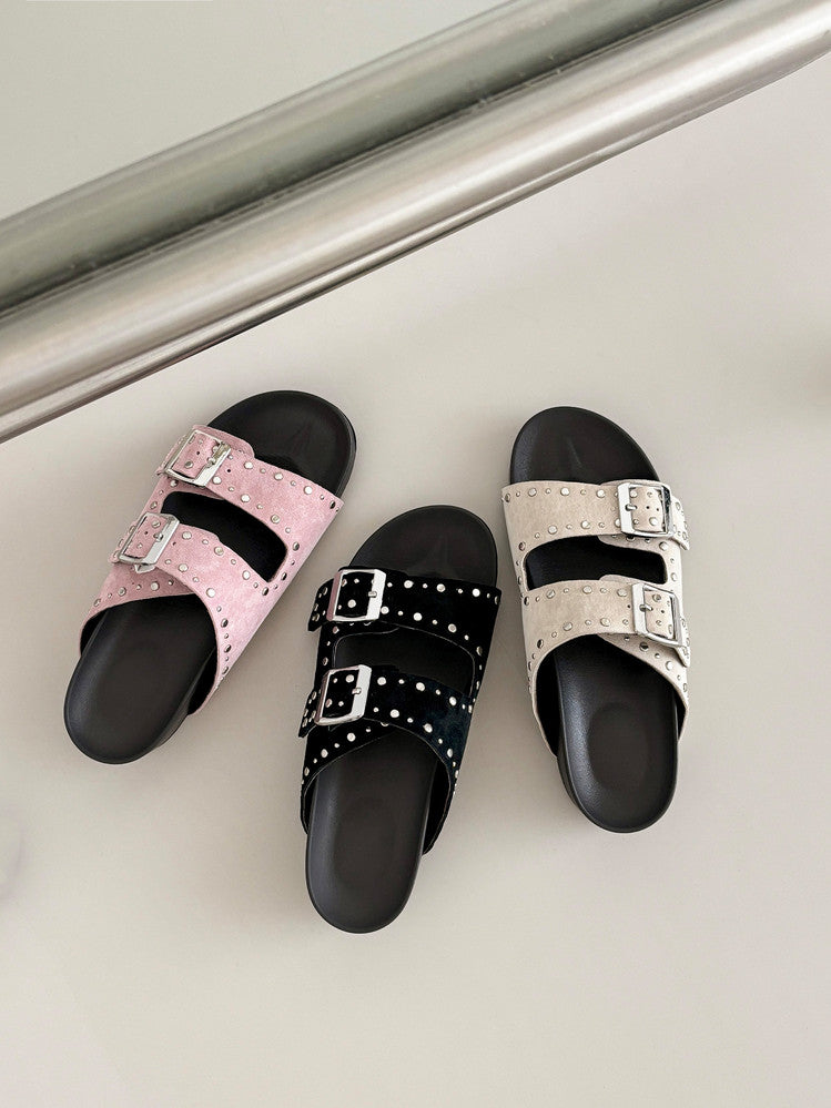 Karin Luna In Stock Spot Goods Casual Thick-Soled Belt Buckle Slippers