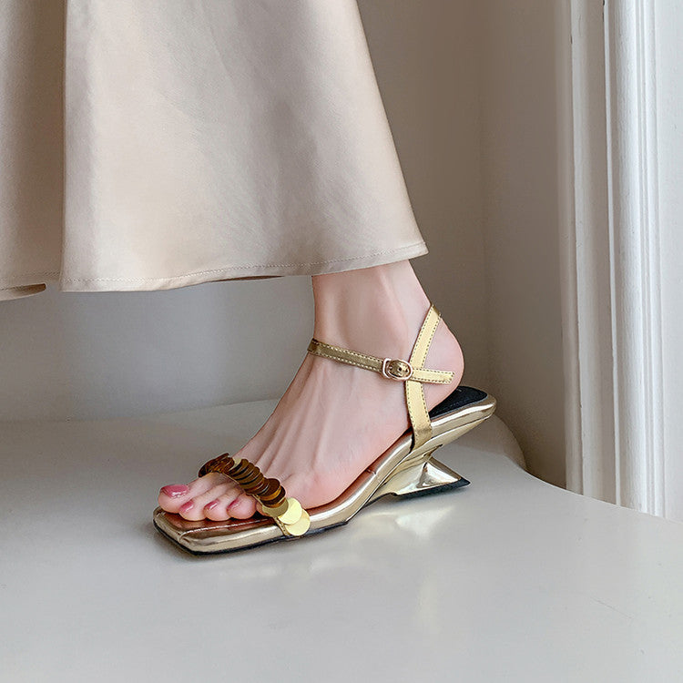 Karin Luna In Stock Spot Goods   Sequin One-Strap Irregular Heel Sofa Insole Sandals