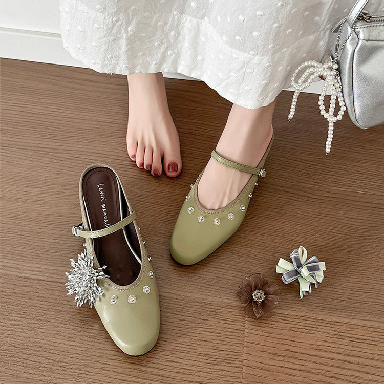Karin Luna In Stock Spot Goods  Full-grain leather inside and out  Ultra Exquisite Round Toe Hidden Heel Closed-Toe Slippers
