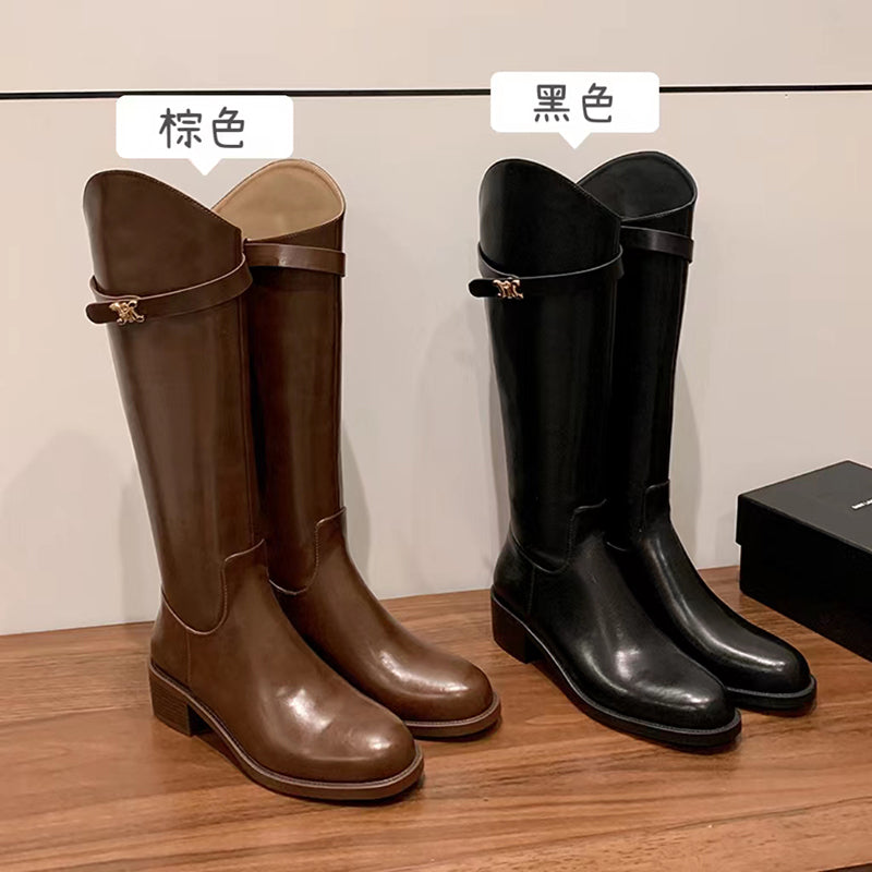 Karin Luna In Stock Classic Style Now Round Toe Flat Bottom Casual Slimming Knight Boots