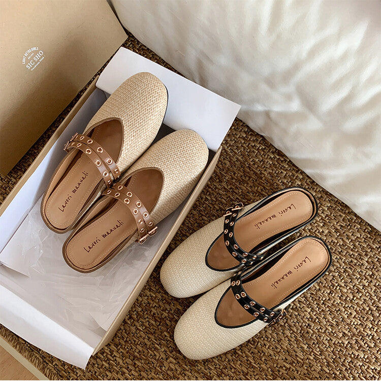 Karin Luna  Closed-Toe Woven Style Height-Increasing Slippers