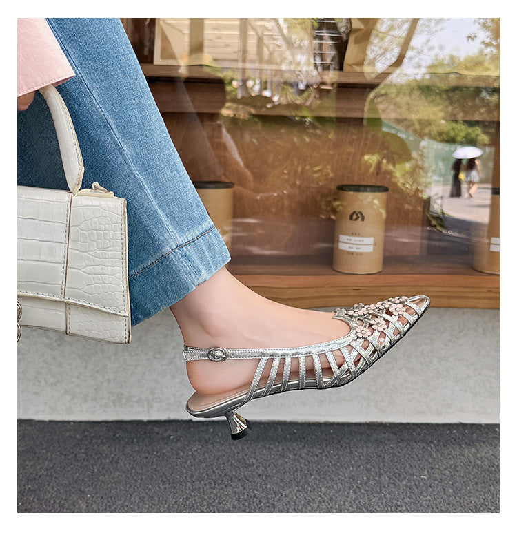 Karin Luna In Stock Spot Goods  Purely Handmade Flowers High-end Hollow Out Sandals