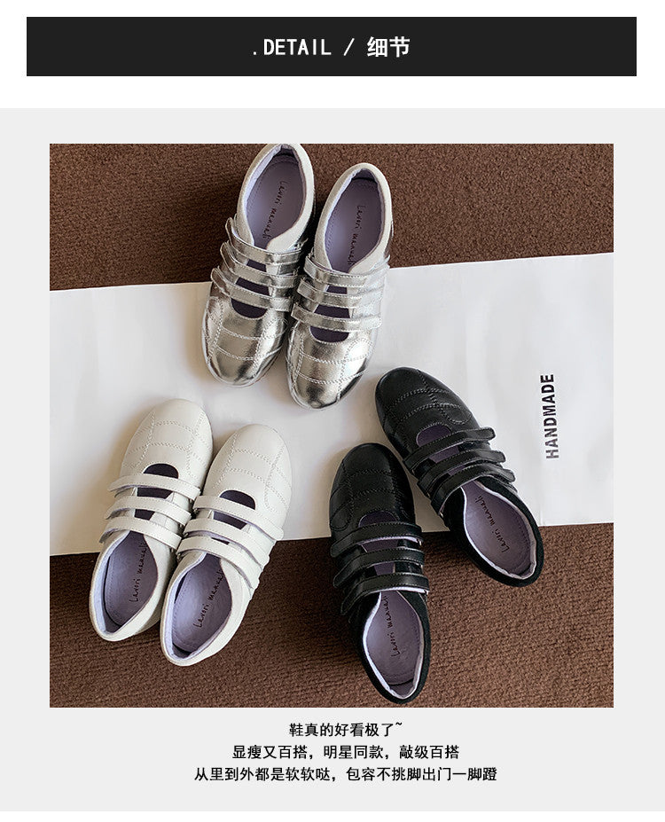 Karin Luna Casual Shoes Series~  In Stock In Stock Magic Tape Round Toe Internal Height Increase Single Strap Flats