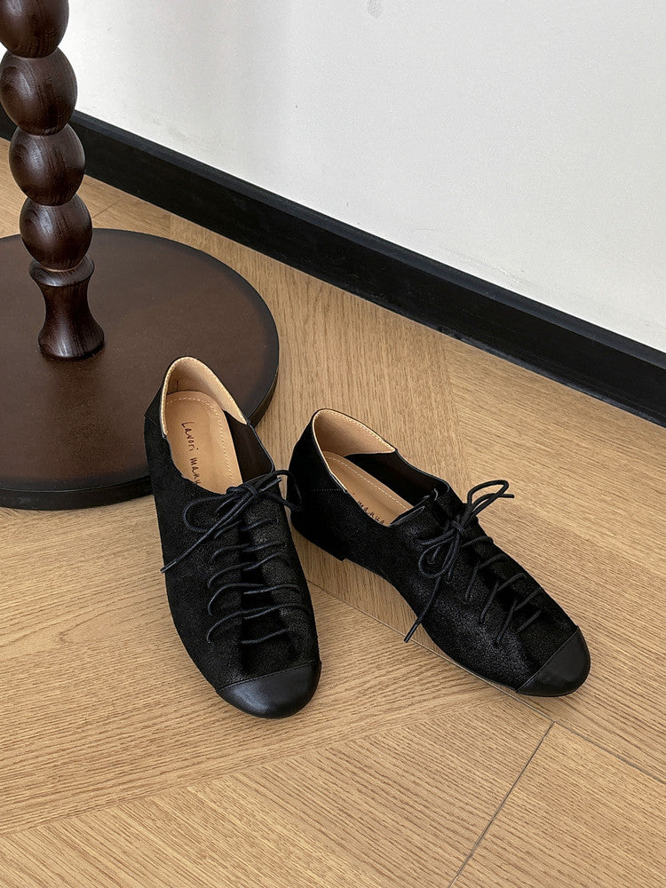 Karin Luna In Stock In Stock   Xiaohongshu Hot-Selling Lace-Up Round-Toe Deep Mouth Single Shoes