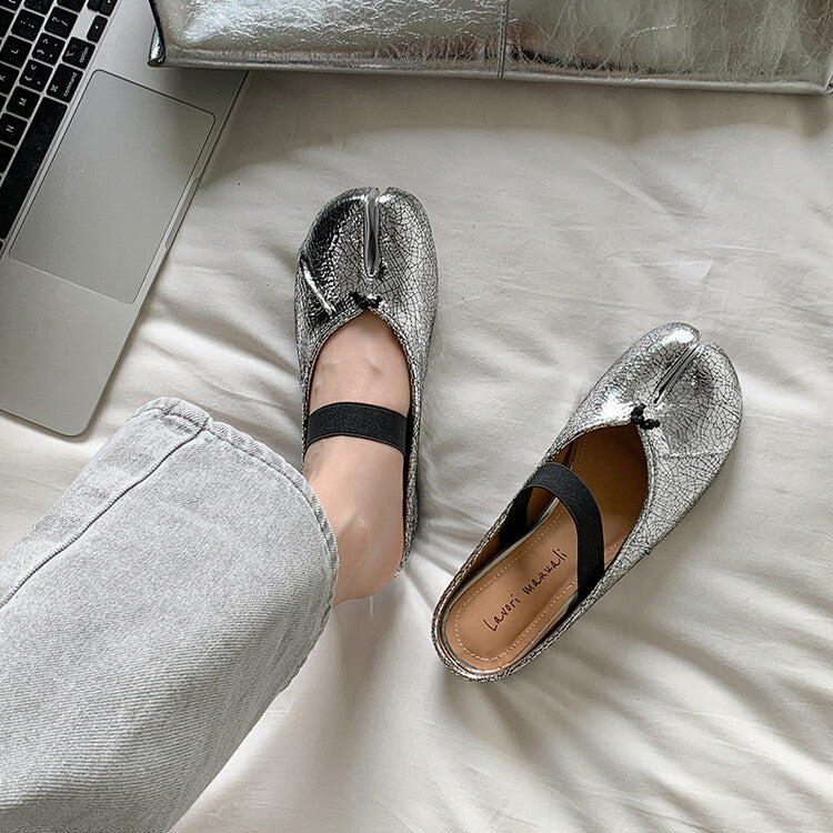 Karin Luna Classic Split-Toe Shoes  Explosive Pattern One-Strap Mary Jane Height-Increasing Full Leather Closed-Toe Slippers