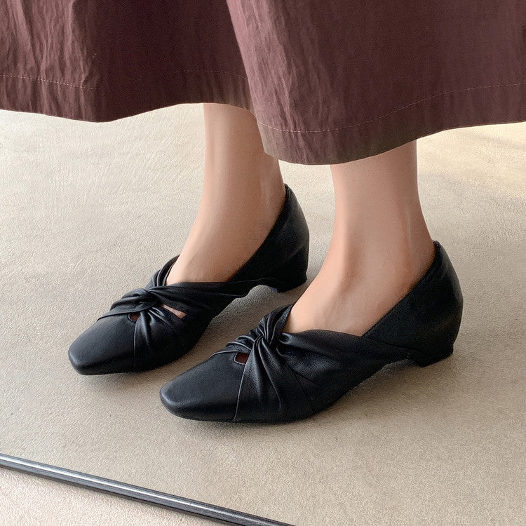 Karin Luna Cross Design Square Toe Hidden Wedge Shoes
