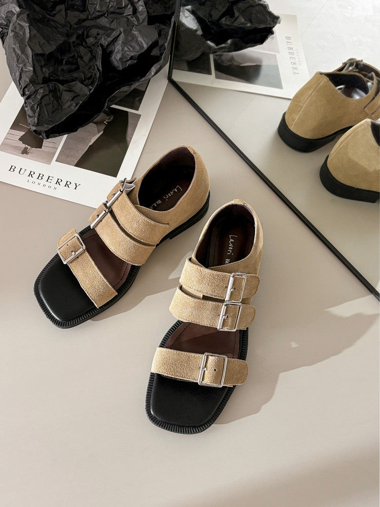 Karin Luna In Stock Spot Goods   Casual Belt Buckle Thick-soled Versatile Sandals