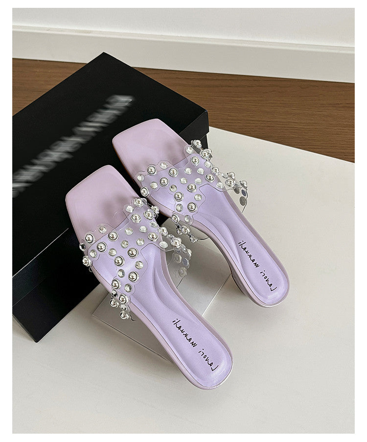 Karin Luna In Stock Spot Goods Classic versatile transparent sequin slippers
