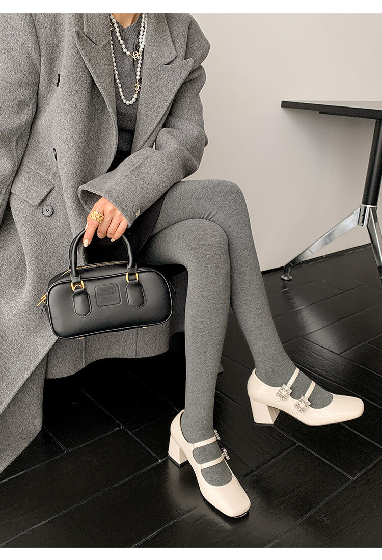 Karin Luna In Stock In stock   The heroine Ao~Square Toe High Heel One Strap Popular Rhinestone Mary Jane Shoes
