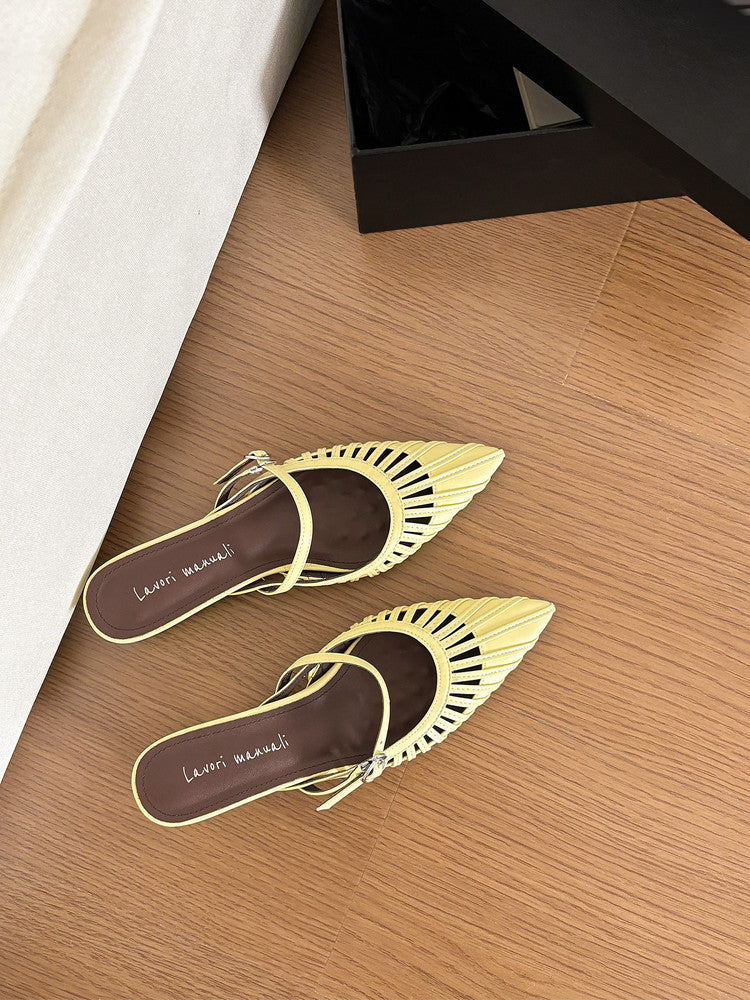 Karin Luna Casual Feel~In stock Pointed Toe Hollow Design Note Pointed Toe Slippers