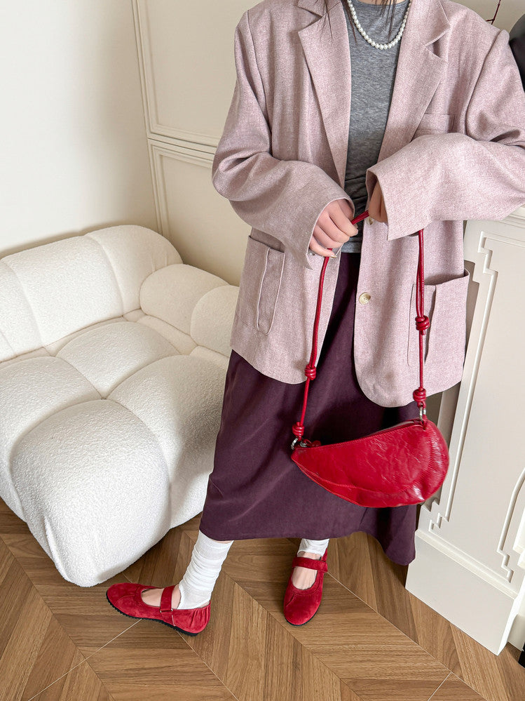 Karin Luna Casual Shoes Series~  In Stock In Stock Magic Tape Round Toe Internal Height Increase Single Strap Flats