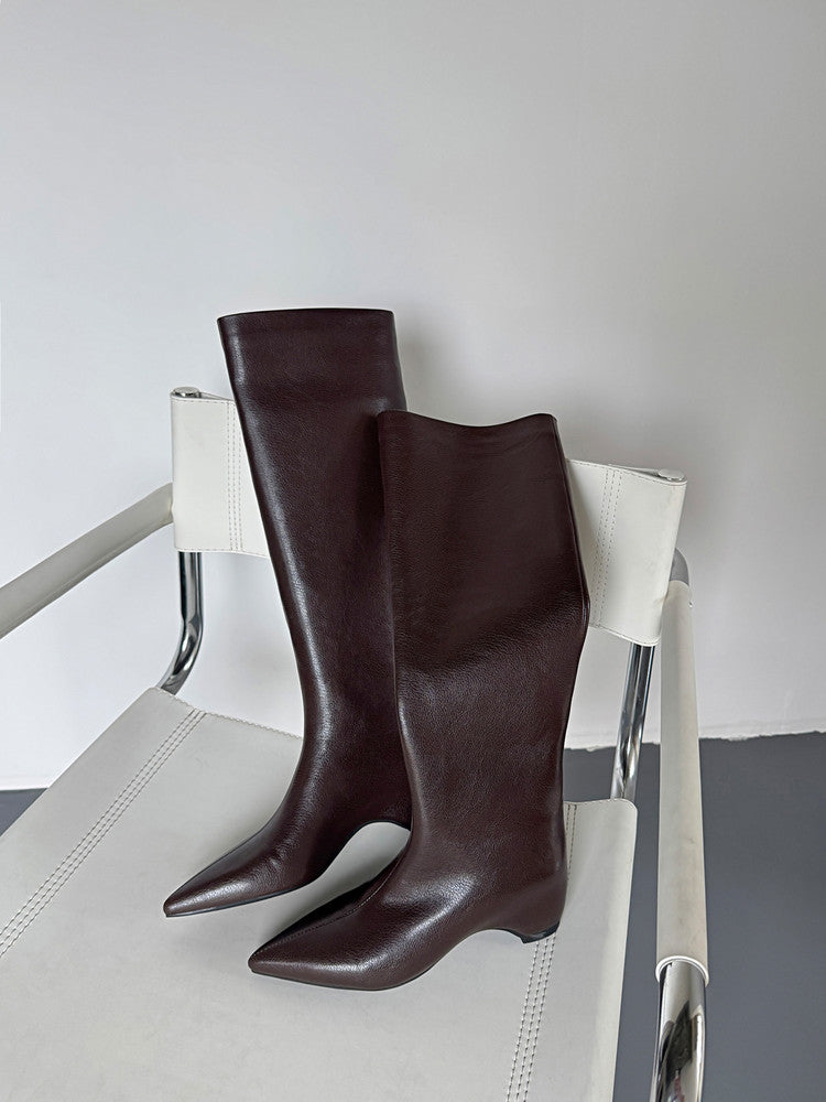 Karin Luna Hot-Selling Internal Height Increase Pointed Toe Straight-Leg Hot-Selling Long Boots