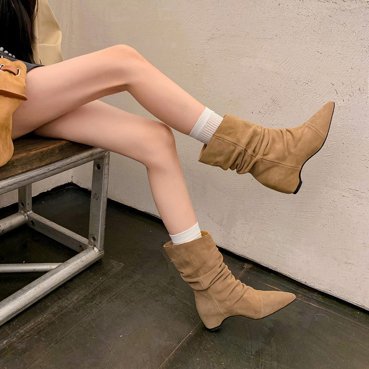 Karin Luna Data Hot Item Pointed Toe Slouchy Matte Western Ankle Boots