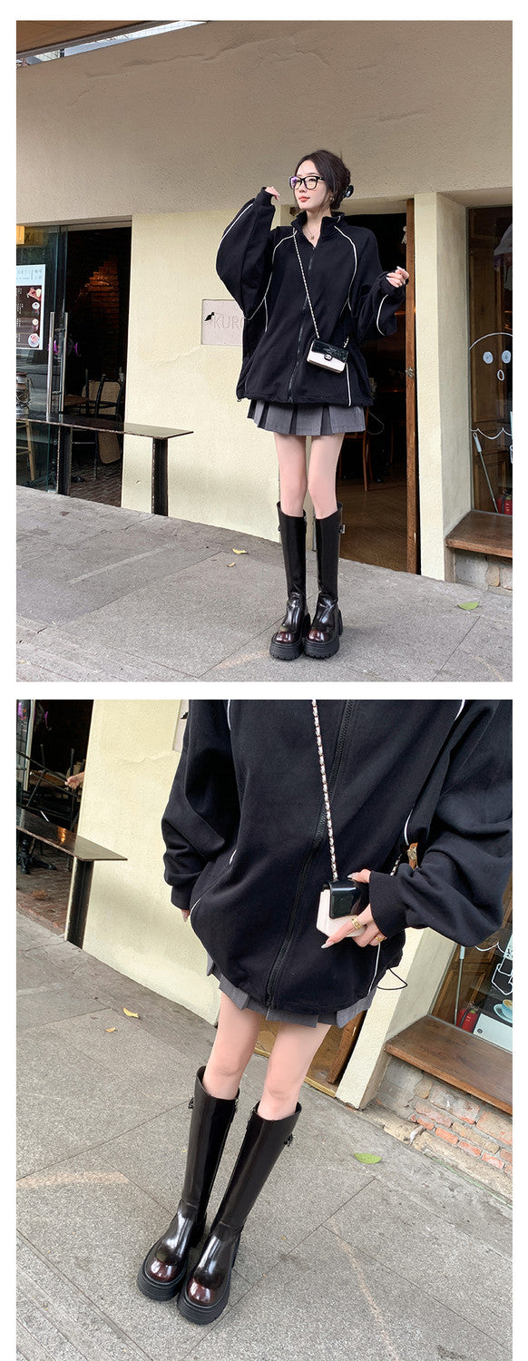 Karin Luna In Stock In Stock  Round Toe Thick Sole Belt Buckle Side Zipper Knight Boots