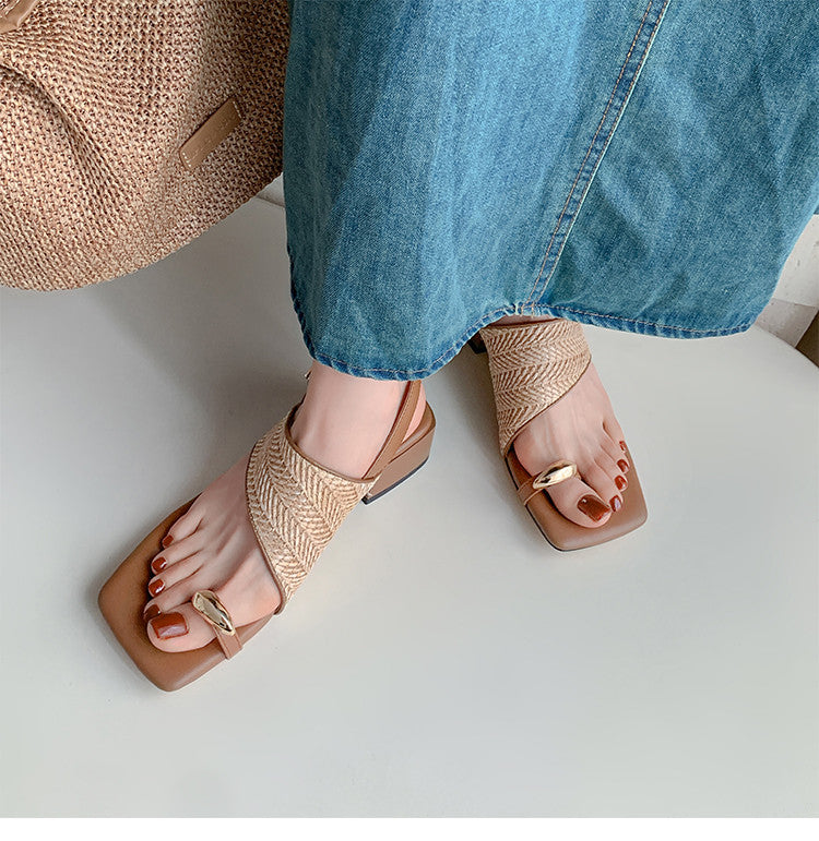 Karin Luna In Stock In Stock  Hot-selling Vacation Style  Basic Versatile Woven Style Sandals