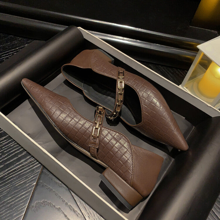 Karin Luna has prepared stock  Metal Fasteners Commuting Style Pointed Toe Chunky Heel Stone Pattern Large Single Shoes