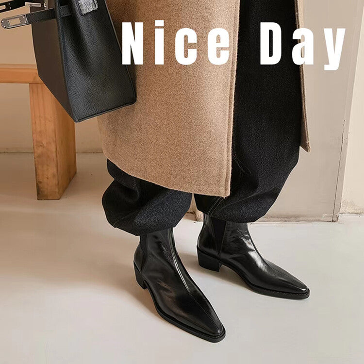 Karin Luna In Stock In stock   Classic first-layer cowhide Chelsea elastic ankle boots