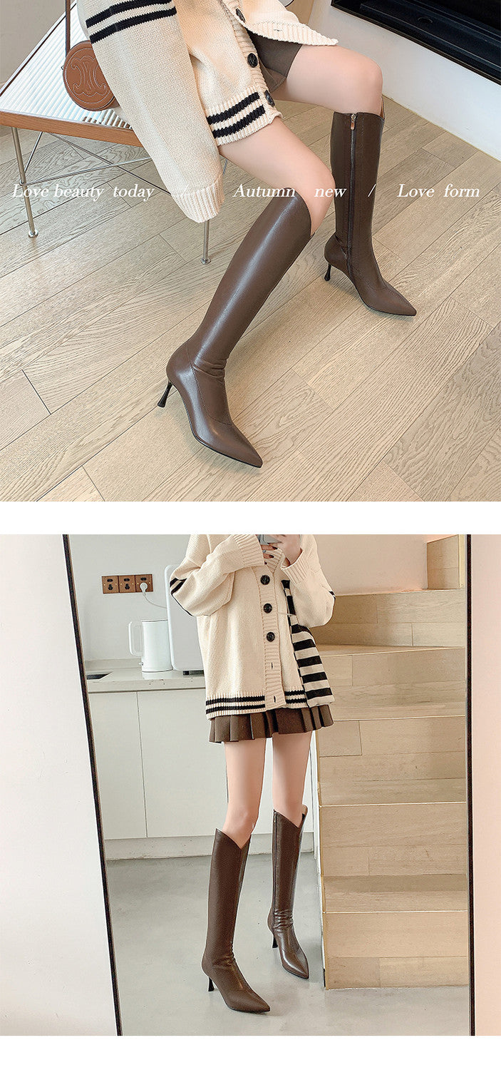Karin Luna Elegant Style v Pointed Toe Stiletto Long Boots