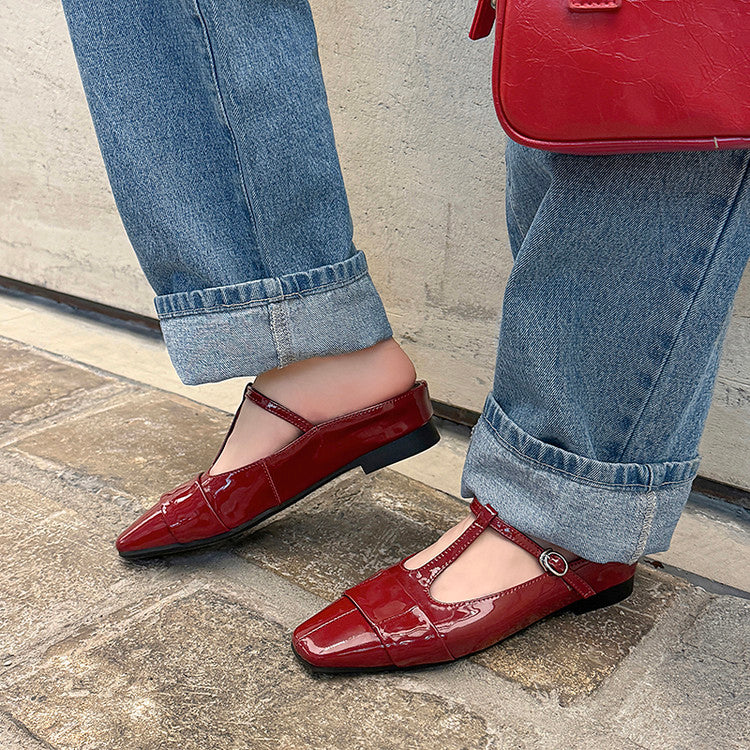 Karin Luna In Stock Spot Goods  t Square-Toed Full Leather Basic Slippers