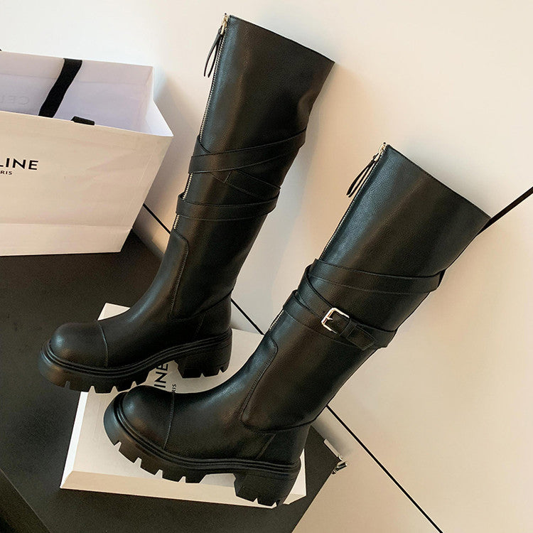Karin Luna In Stock In-stock Foldable Niche Thick-soled Knight Boots