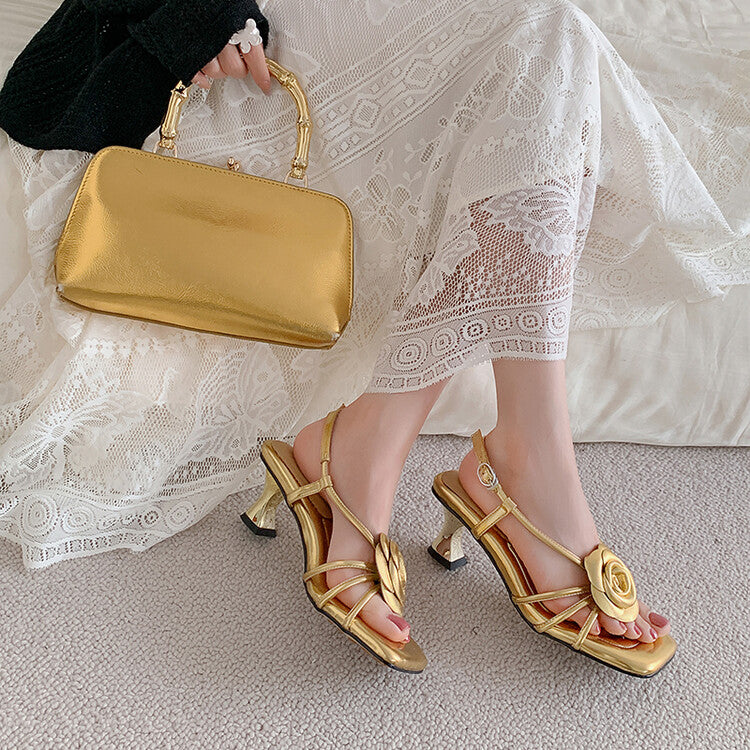 Karin Luna Exquisite Camellia ~French Retro Open-Toe Sandals