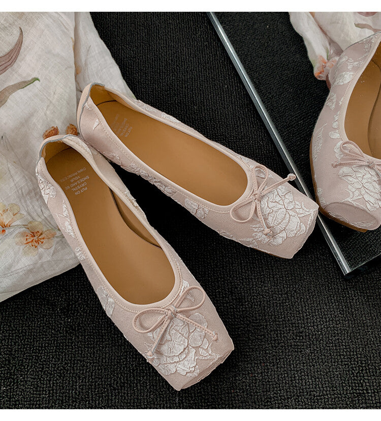 Karin Luna In Stock  In stock  Vintage Chinese Style Embroidered Rose~ Butterfly Knot Granny Shoes