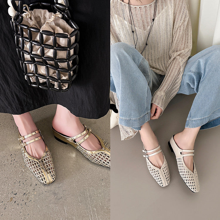 Karin Luna In Stock Spot Goods Hollow Woven One-Strap Closed-Toe Slippers