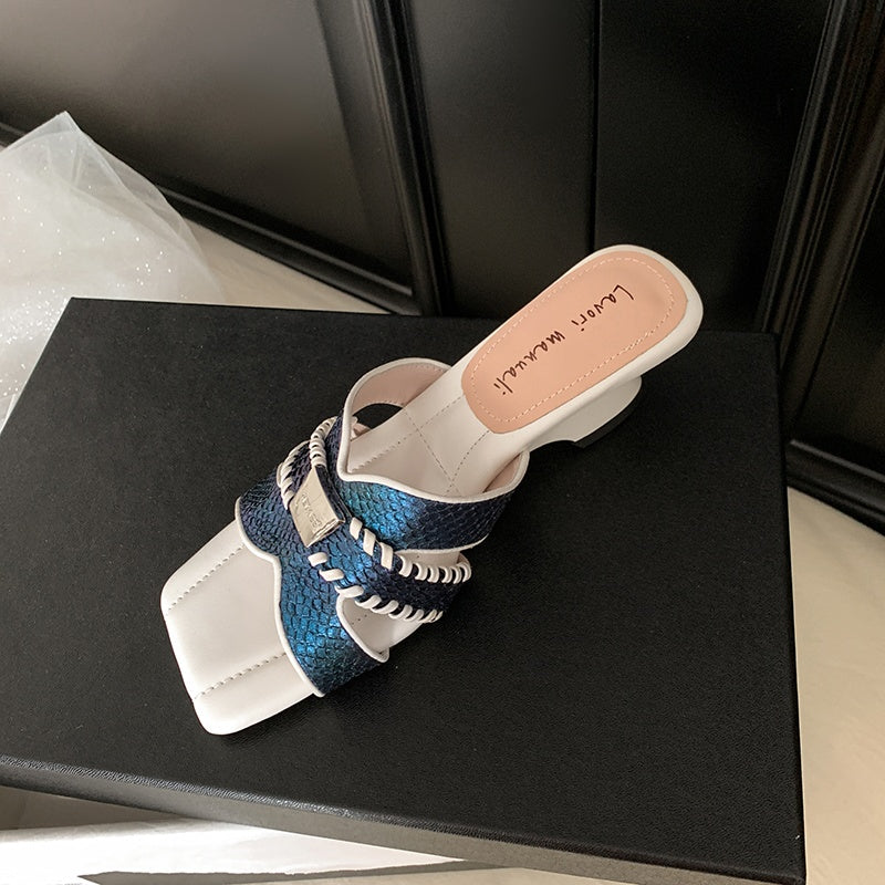 Karin Luna Fish Skin Series~ Hot-selling Square-Toe Slippers with Built-in Traffic