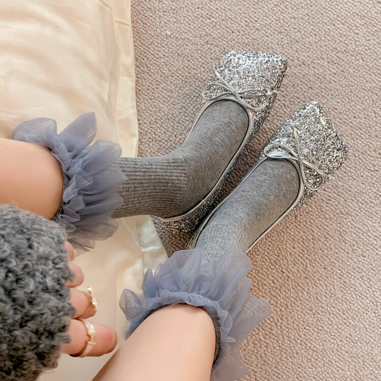 Karin Luna In Stock Spot Goods  Hurry up and grab this hot item!！Square-Toed Flat Granny Shoes