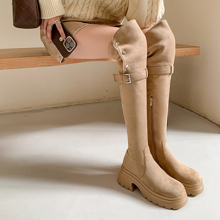 Karin Luna has prepared stock  Main Push Main Push  Hot-selling Large Sole Self-flowing Foldable Round Toe Over-the-Knee Boots