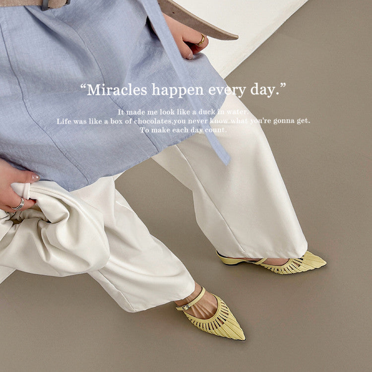 Karin Luna Casual Feel~In stock Pointed Toe Hollow Design Note Pointed Toe Slippers