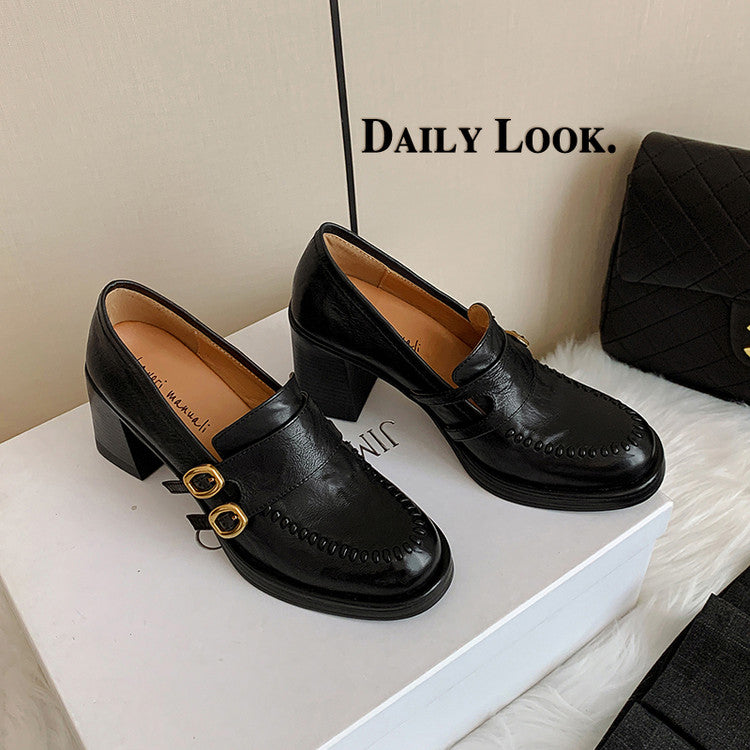 Karin Luna Bestseller Hot-Selling Derivative Edition Self-contained Strap Buckle Casual Loafers