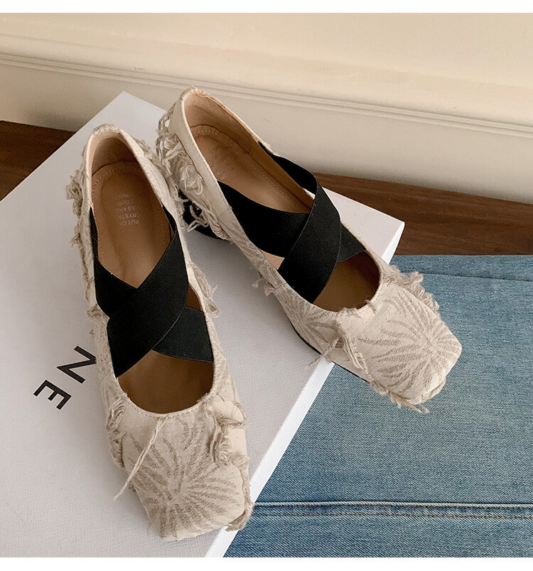 Karin Luna Chinese Pop is the Top Flow~ Orchid Pavilion Preface  New Chinese Style National Aesthetics Retro Cross Strap Mary Jane Shoes