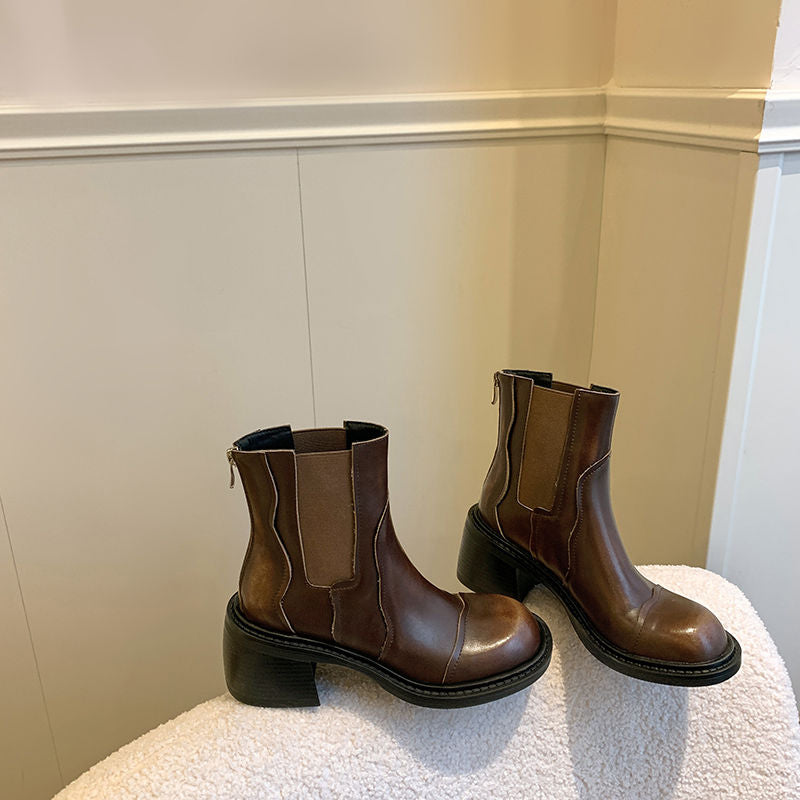 Karin Luna In Stock Spot Goods  Round Toe Stretch Round Toe Chelsea Short Boots