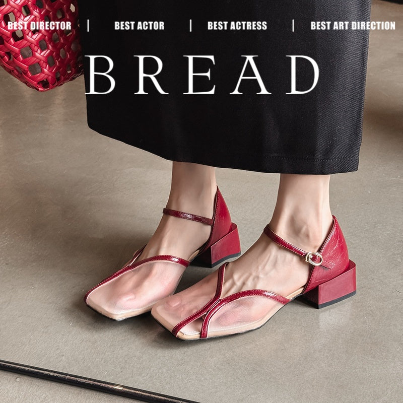 Karin Luna In Stock In Stock  Internet Celebrity Style Square Toe Mesh Chunky Heel Sandals